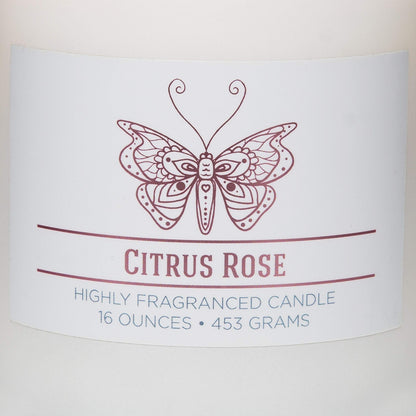 Carolina Citrus Rose Scented Candle, 16 oz Wellness Relaxing Aromatherapy Candle, 2 Wick White Jar Soy Blend Wax, Candles for Home, 60H Burn - Made in The USA