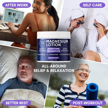 Brookethorne Naturals Nighttime Magnesium Lotion for Sleep | Lavender Magnesium Cream with L-Theanine & Chamomile | Topical Cream for Relaxation Adults & Kids | Non-Greasy, Vegan, Made in USA | 4oz