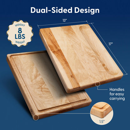 Sonder Los Angeles Winsome Maple Wood Cutting Board Made in USA | Maple Edge Grain Cutting Board for Kitchen with Juice Groove & Sorting Compartment | Gift Box Included | 17x13x1.5 in