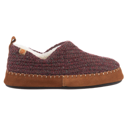 Acorn Womens Camden Recycled Moccasin Slippers with Berber lining, Garnet, Large