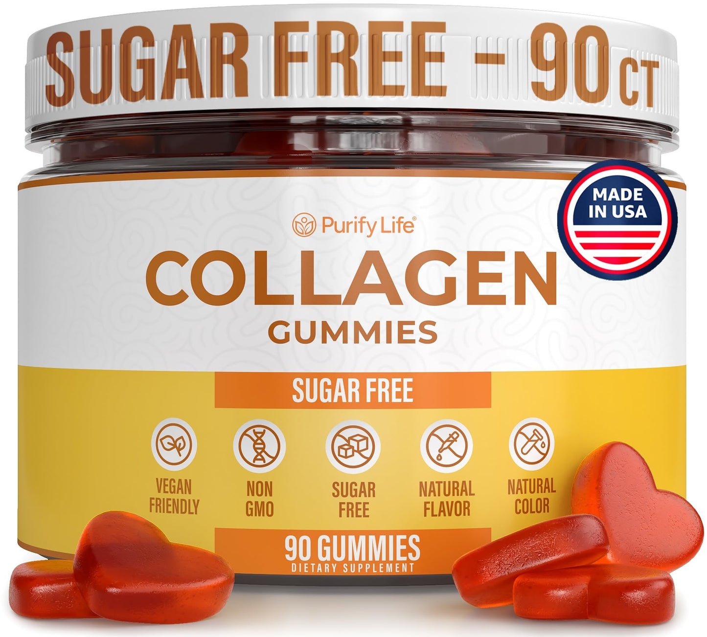 Sugar-Free Marine Collagen Gummies (90 Collagen Chews) Potent 500mg Collagen Gummy for Hair Growth, Healthier Skin & Nails, Pore Reducer & Elasticity Hydrolyzed, Gluten Free, Boosted w Shuddha Gugulu