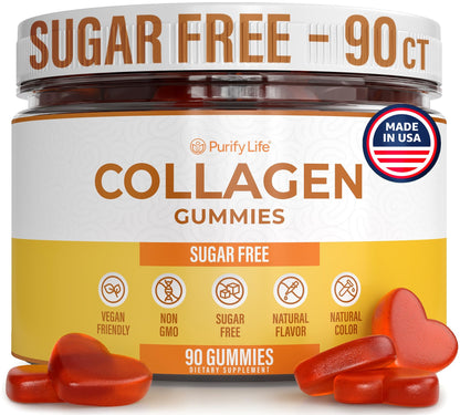 Sugar-Free Marine Collagen Gummies (90 Collagen Chews) Potent 500mg Collagen Gummy for Hair Growth, Healthier Skin & Nails, Pore Reducer & Elasticity Hydrolyzed, Gluten Free, Boosted w Shuddha Gugulu