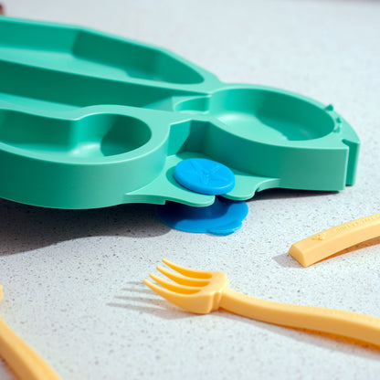 Constructive Eating Plate Made in USA | Constructive Baby | Kids Dinnerware Set, Green Turtle Plate | Divided Suction Plates for Toddlers – Made with Materials Tested for Safety