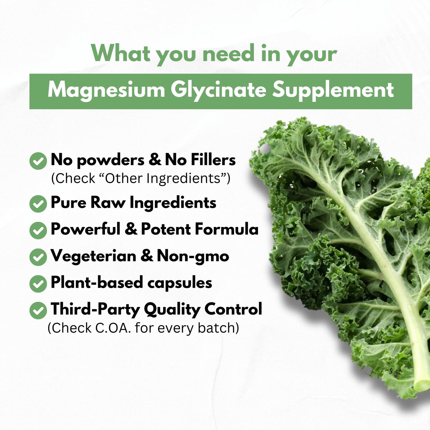 Pure Magnesium Glycinate Capsules - Non-Buffered 350mg Elemental Magnesium Supplement - Chelated High Absorption & Purity Magnesium Complex - Made in USA