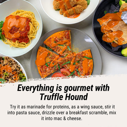 Seed Ranch Gourmet Truffle Hound Hot Sauce - Medium Heat - Spicy & Savory Truffle Hot Sauce with Chile de Arbol, Ghost Pepper & Garlic - Vegan, Non-GMO - Pasta, Pizza & Sriracha Lovers