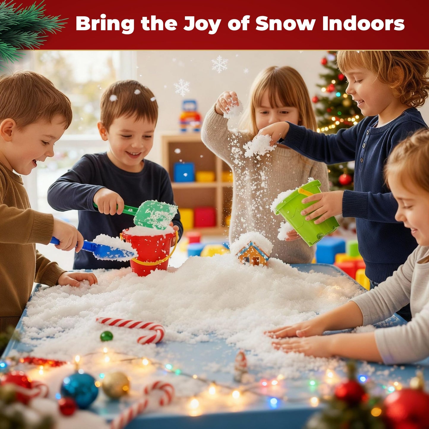 Let it Snow Instant Fake Snow for Slime - Made in The USA, Gentle, Safe & Easy to Use Artificial Snow Powder - Perfect Play Snow for Holiday Decorations, Photography, Sensory Play, & Slime (1 Pack)