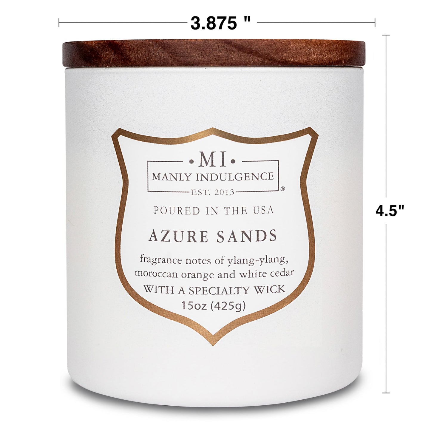 Manly Indulgence Azure Sands Scented Candles for Men, 15 oz Wooden Wick, Fathers Day Candle, 60H Burn, Candles for Home Scented - Made in The USA