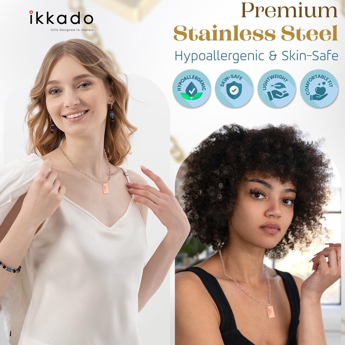 ikkado Custom Envelope Necklace with Love Letter Pendant – Personalised Locket Jewellery for Women – Gift for Birthday, Mother’s Day, Valentine’s, Christmas (Rose Gold) Locally Made (USA)