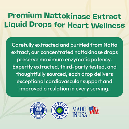 Nattokinase Supplement Liquid Drops – Made of Nattokinase 2000 FU Extract – Vegan, GMO-Free – Liquid Alternative to Natto Veggie Caps – Aids in Maintaining Heart Wellness (Strawberry Watermelon, 60mL)