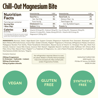 GEM Calm Essentials Vitamin with Magnesium for Stress Support and Focus, Lemon Balm, Gluten Free, Vegan, Banana Cinnamon, 1 Pack of 7