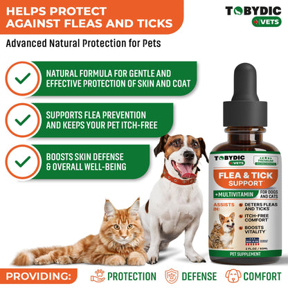 Flea & Tick Prevention Support - Oral Flea Natural Control & Treatment for Dogs and Cats - Herbal Medicine for Small and Large Dogs with Multivitamin Pet Supplement Made in USA