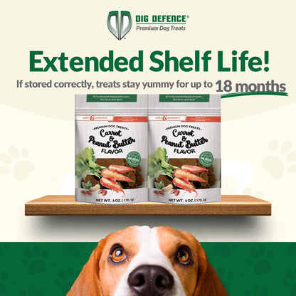 Dig Defence Premium Dog Treats - Carrot and Peanut Butter, Natural Ingredients, Baked Gourmet Snacks for Small & Big Dogs, Healthy Training Treat, 2 Pack