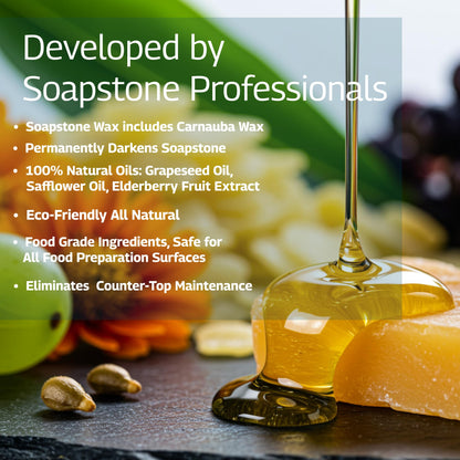 The Original Soapstone Wax | Food-Safe Natural Wax for Soapstone Countertops – Enhances & Darkens Stone, Long-Lasting Protection (8oz)
