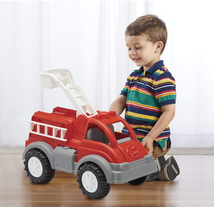 American Plastic Toys Kids’ Red Gigantic Fire Truck, Removal Ladder, Extendable Bucket, Large Knobby Wheels, Fit for Indoors & Outdoors, for Ages 2+