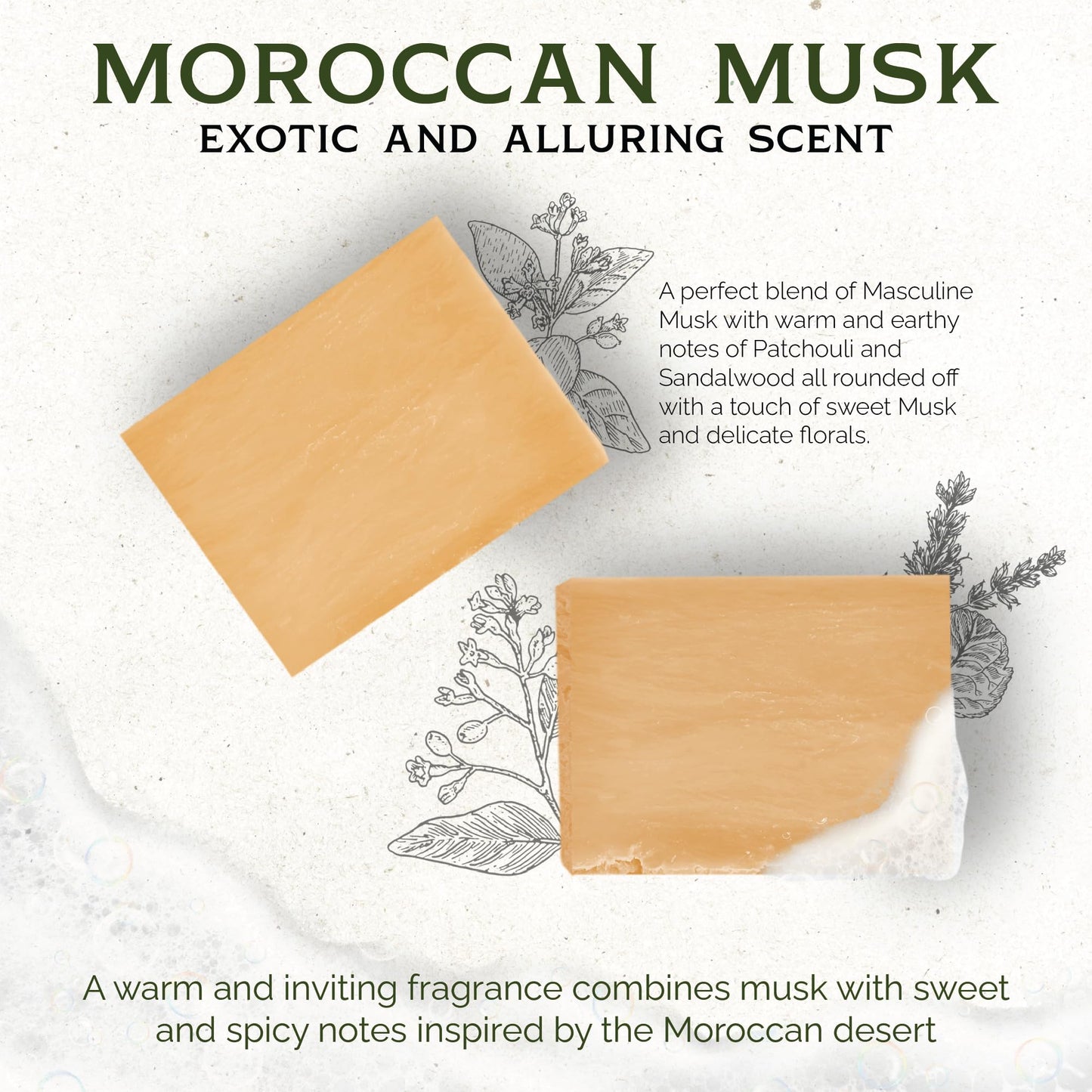 ILS Soap co - Moroccan Musk (Musk and a hint of Sandalwood) All Natural Bar Soap for All Skin Types - Plant Based, Cold Process and Handmade in the USA (single bar)