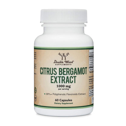 Citrus Bergamot Supplement, 1000mg, 60 Capsules - Supports Healthy Cholesterol & Triglyceride Levels - 1,000mg Servings (Bergamonte Standardization) by Double Wood