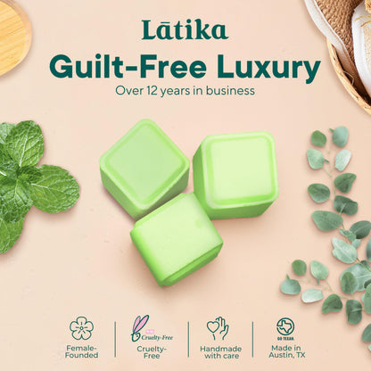 Latika Breathe & Release Aromatherapy Shower Steamer - Eucalyptus and Peppermint Essential Oils for Stress Relief, Relaxation and Anxiety Support Long-Lasting, Natural, Vegan Shower Must-Haves