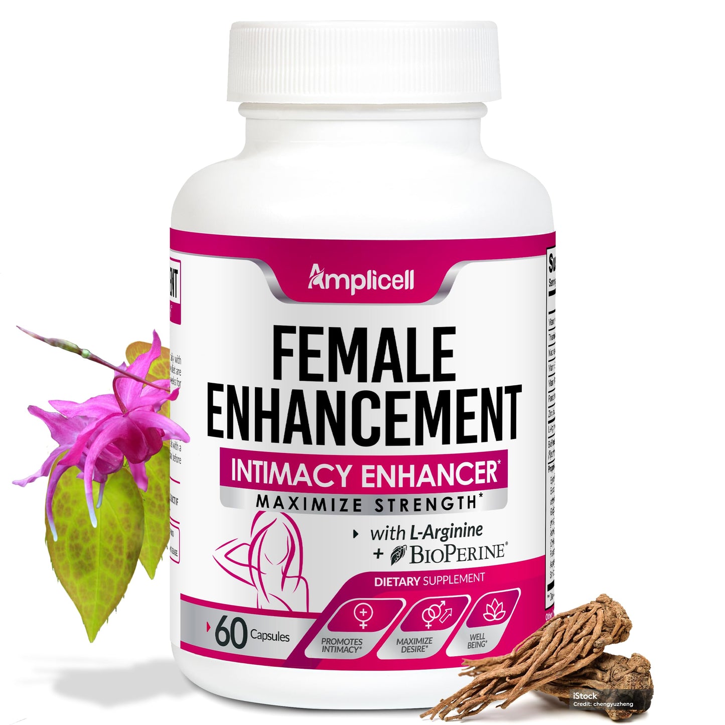 AMPLICELL Female Enhancement & Libido Booster – Energy, Hormone Balance & Mood Support with Maca Root, Horny Goat Weed, Dong Quai, Ginseng & Vitamins for Women – 60 Capsules