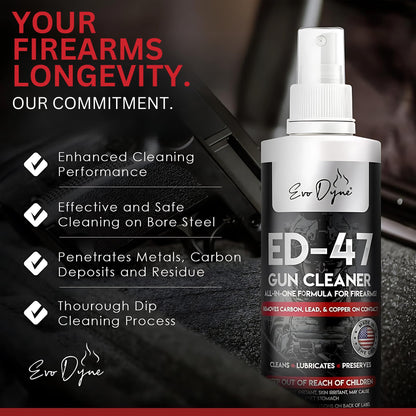 Evo Dyne 2-Pack Gun Cleaner Spray (8oz Per Bottle), Made in USA | All-in-One Lubricant & Gun Cleaner - Penetrates Carbon Deposits, Metals & Residue