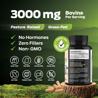 ForestLeaf Grass Fed Beef Liver Capsules, 3000mg Per Serving, Supports Full Immunity & Body Wellnes, Cleansing, Digestion, Natural Iron, Vitamin A and B12, Freeze Dried Beef Liver Supplement, 180 Caps