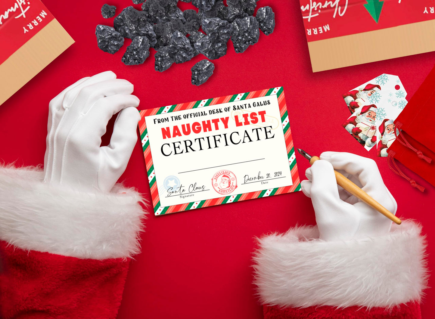 Mexgrim Stocking Stuffers Premium Lump of Coal Bag for Naughty List & Funny, White Elephant, Novelty Gag Gift, Prank for Husband, Kids, & Adults. Includes Fun Santa's Certificate, Made in USA