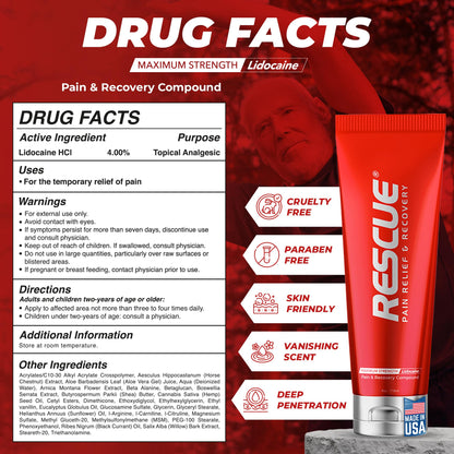 RESCUE PAIN RELIEF & RECOVERY Cream - All-in-One Solution for Back, Neck, Knee, Hand, Foot, and Shoulder Pain - Combines Power of Key Ingredients from Leading Pain Relief CreamProducts - 4 Ounces