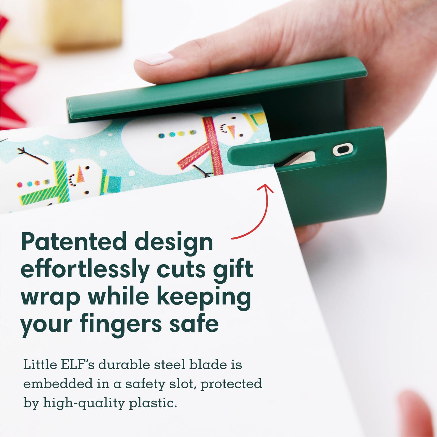 Little ELF Wrapping Paper Cutter (2-Pack) | As seen on Shark Tank | Made in USA | Green | Holiday Gift Wrap Paper Roll Holder and Cutter
