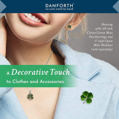 DANFORTH Four Leaf Clover Lapel Pin | Handcast Pewter Shamrock Lapel Pin, 3/4", Made in USA by Vermont Artisans | Lucky Irish Souvenir, St. Patricks Day Accessories