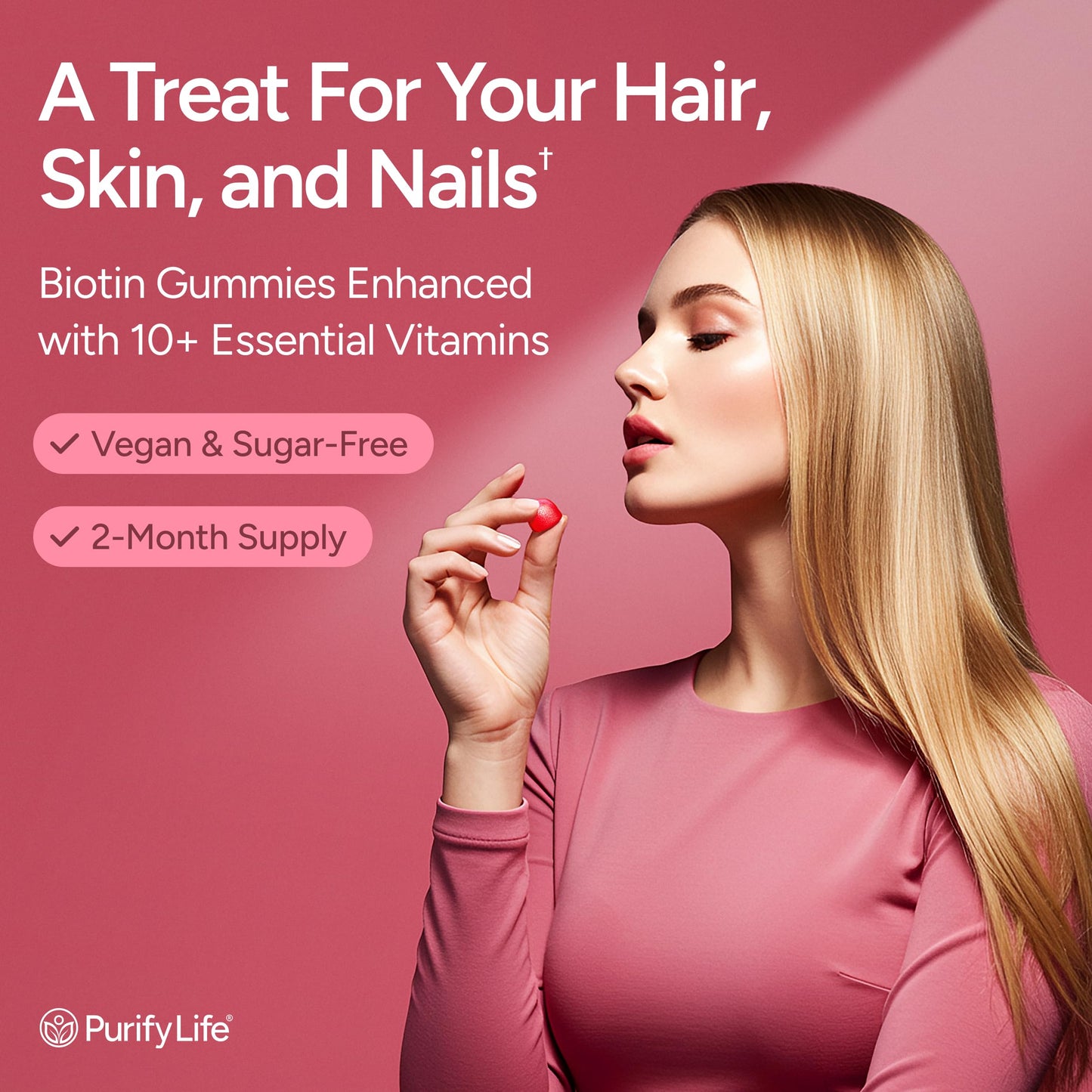 (Bulk - 120ct) Hair Growth Optimizer - Vegan Biotin Gummies - Tasty Biotin Supplement for Women & Mens Thicker Hair - Nail Growth & Strengthener for Brittle Breaking Nails & Skin Health, Gluten-Free