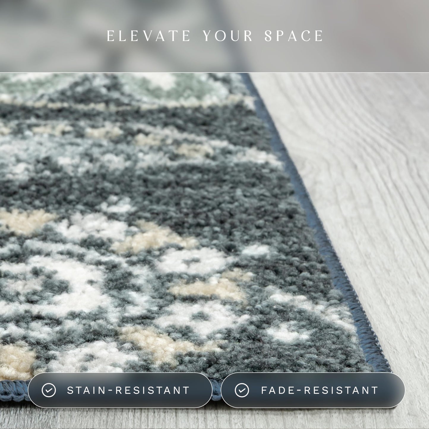 Maples Rugs Reggie Floral Runner Rug - Made in USA - Washable, Non Slip Indoor Carpet for Kitchen, Hallway, and Laundry Room, 1'8 x 5, Persian Blue