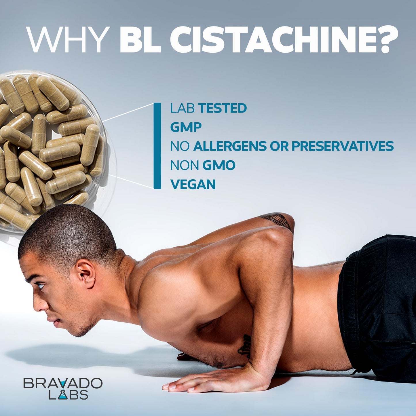 Bravado Labs Cistanche Tubulosa Supplement Men 500 mg - Testosterone Booster for Men - Promotes Strength, Mood, Energy, Focus, Hormone Support - Cistanche Tubulosa Extract Powder - 60 ct