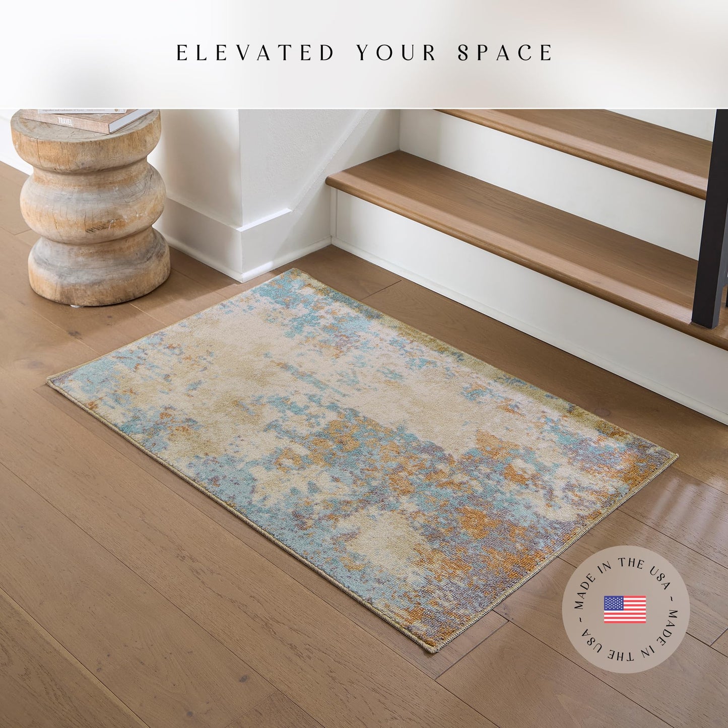 Maples Rugs Southwestern Stone Distressed Abstract Kitchen Rugs Non Skid Washable Accent Area Floor Mat [Made in USA], 2'6 x 3'10, Multi