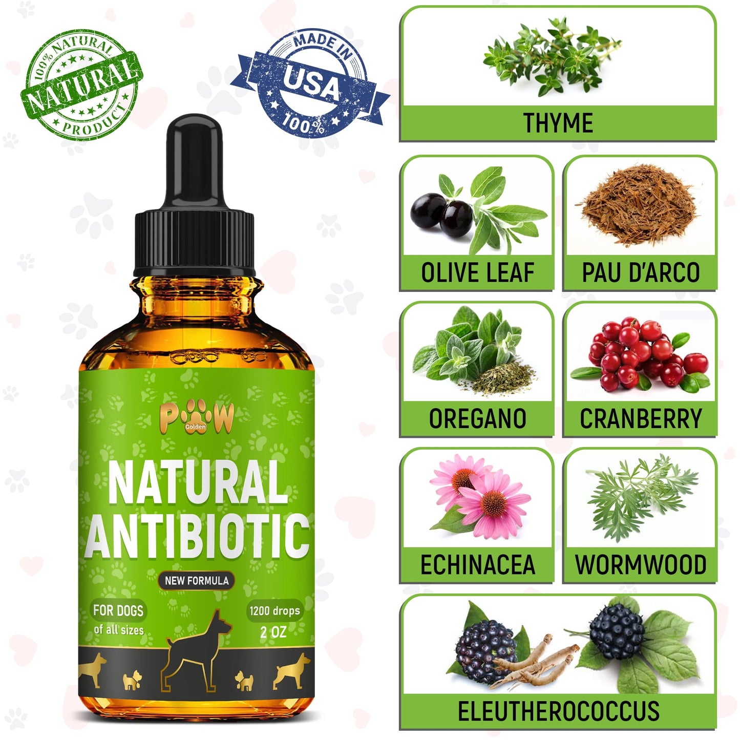 Dog Antibiotics for Infections, Cough, & Teeth Moments | Natural Antibiotics for Dogs with UTIs | Dog Allergy Relief & Canine Breath Treatment in 1 Bottle | Organic | 2 Oz