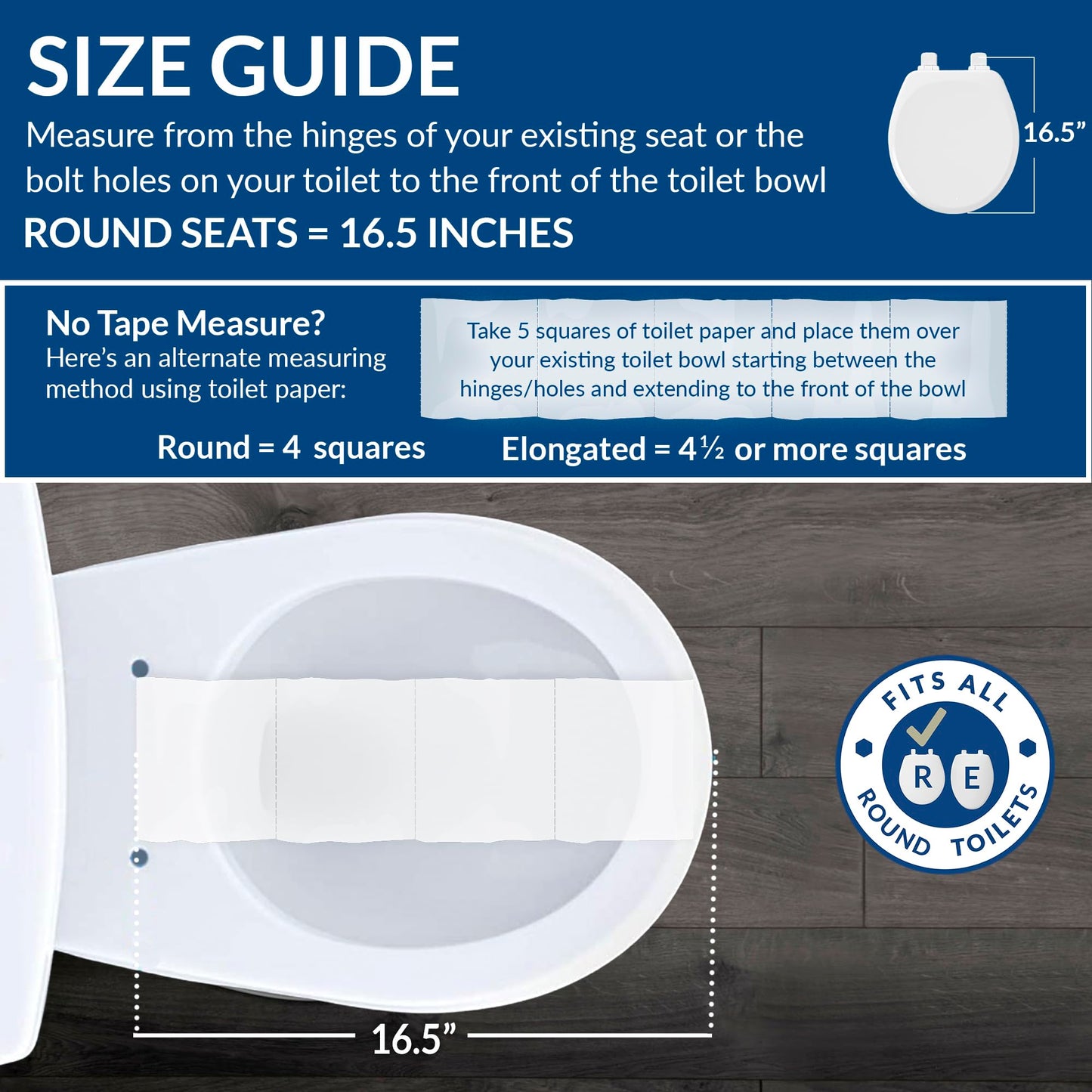 Mayfair Cassel Slow Close Toilet Seat, Easy Clean, Non Slip Premium Wood Seat, Easy Install, Made in USA, Round, White