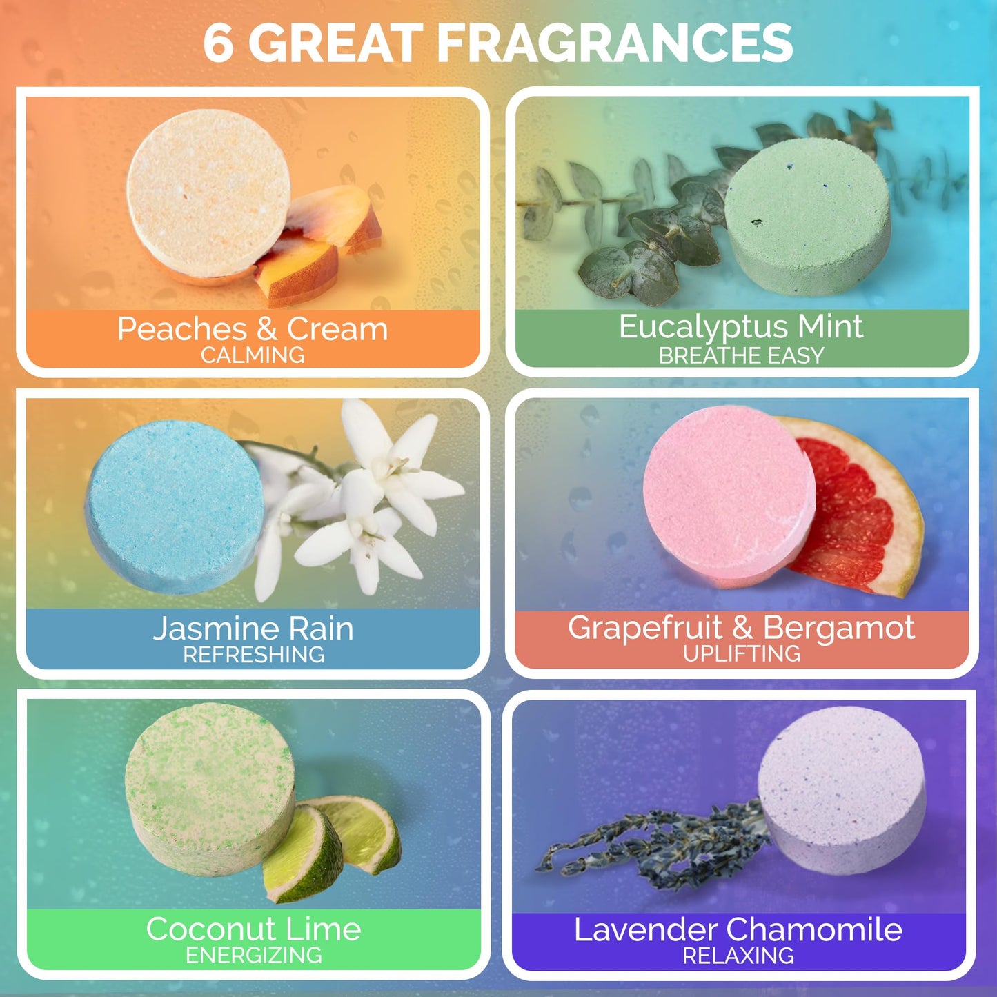 BOOTLEG BATH Shower Steamers, Aromatherapy Shower Bombs Variety 6 Pack, Mother's Day Gift for Adults and Teens, All Natural, Made in USA