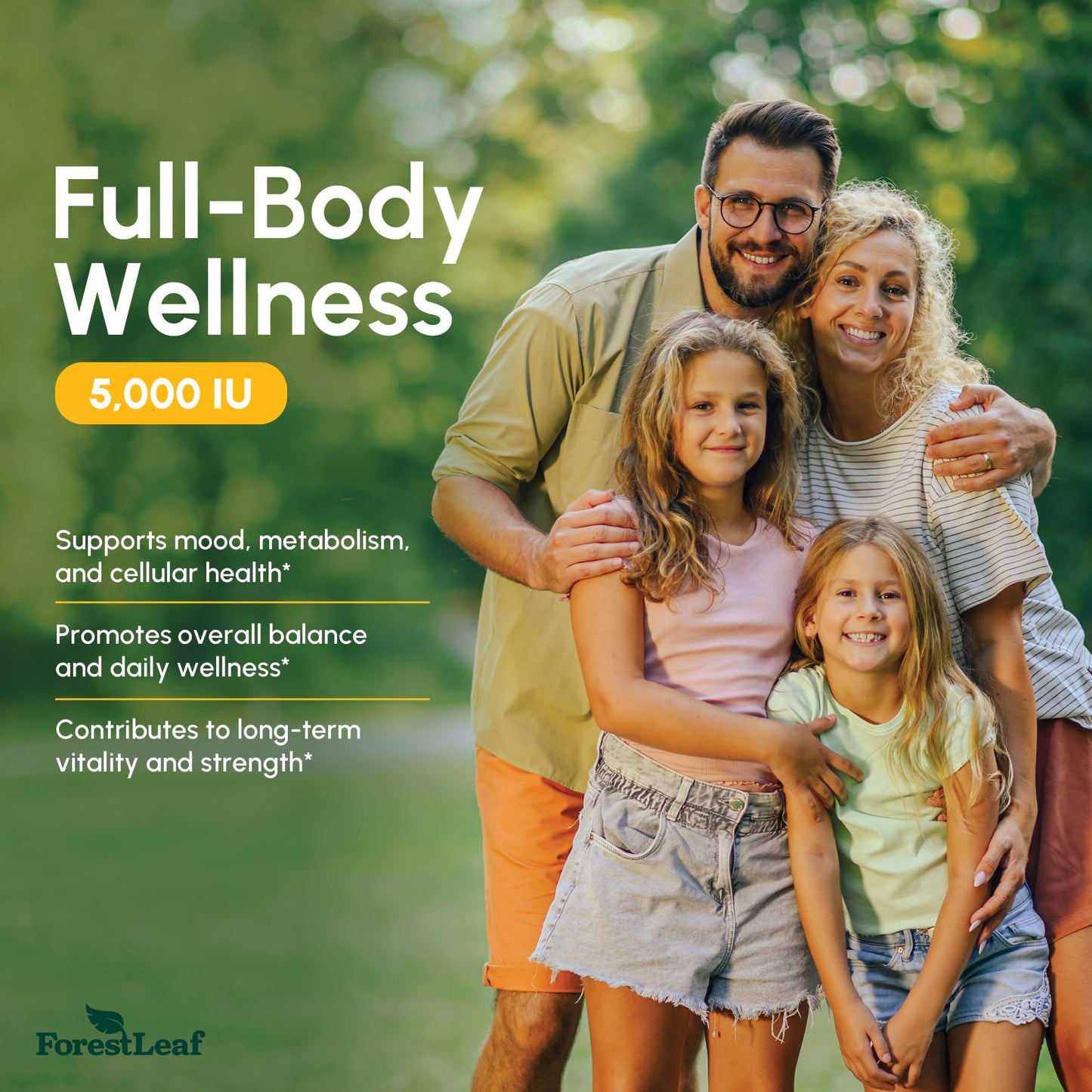 ForestLeaf Vitamin D3 5000 IU | VIT D - VIT D3 Vitamin D Supplements for Women and Men | Bone Health, Teeth and Immune Support | Easy to Swallow Pills | One Capsule Daily, 6-Month Supply, 180 Count