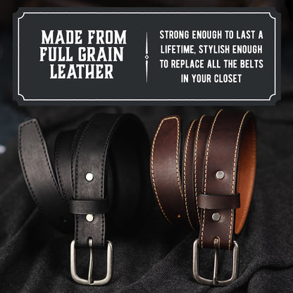 The Executive Leather Belt | Made in USA | Mens Dress/Casual Belt | Brown