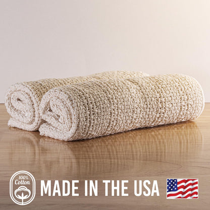 Country Cottons Old Fashion 100% Cotton Kitchen Towels - Set of 2-24"x15" (Gray/Natural)