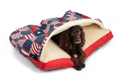 Snoozer Pet Products Luxury Rectangle Cozy Cave, Wag Collection, Small, Starpatch Red Diamond