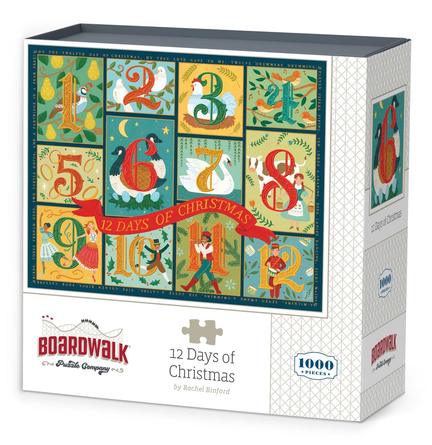 Boardwalk Puzzles 12 Days of Christmas, 1000 Piece Jigsaw Puzzle for Adults, Made in USA