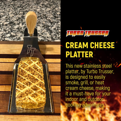 Turbo Trusser I Cream Cheese Platter with Serving Knife I Easily Smoke Cream Cheese I Perfect for Smoker, Grill, & Oven I Dishwasher Safe I Made in USA I 1 Platter