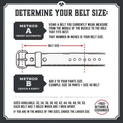 Main Street Forge Bootlegger Leather Belt | Made in USA | Brown with Black Buckle - 40