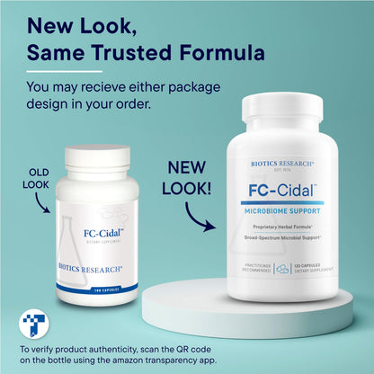 Biotics Research FC Cidal™ Herbal Blend Complete GI Gut Health for Women & Men- 500 mg/Serving - 7 Herbs Proprietary Blend Supplement Supports Healthy GI Function and Microbial Balance 120 Capsules