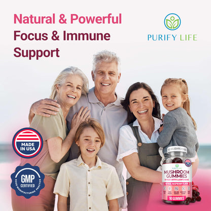 World's First Mushroom Complex Gummies - 10x Mushroom Supplement w Lions Mane (90 Chews 2500mg/serving) Nootropic Brain Supplement, Immune Support & Stress Relief - Replace Pills & Capsules, 7-Keto