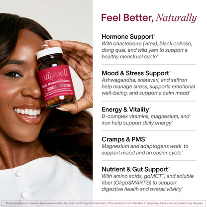 Ladywell Daily Hormone Balance Capsules - Targeted Women's Health Supplement - Adaptogens, Vitamins, Functional Mushrooms, Amino Acids - Science-Backed, Plant-Based, Naturally-Effective - 60 Capsules