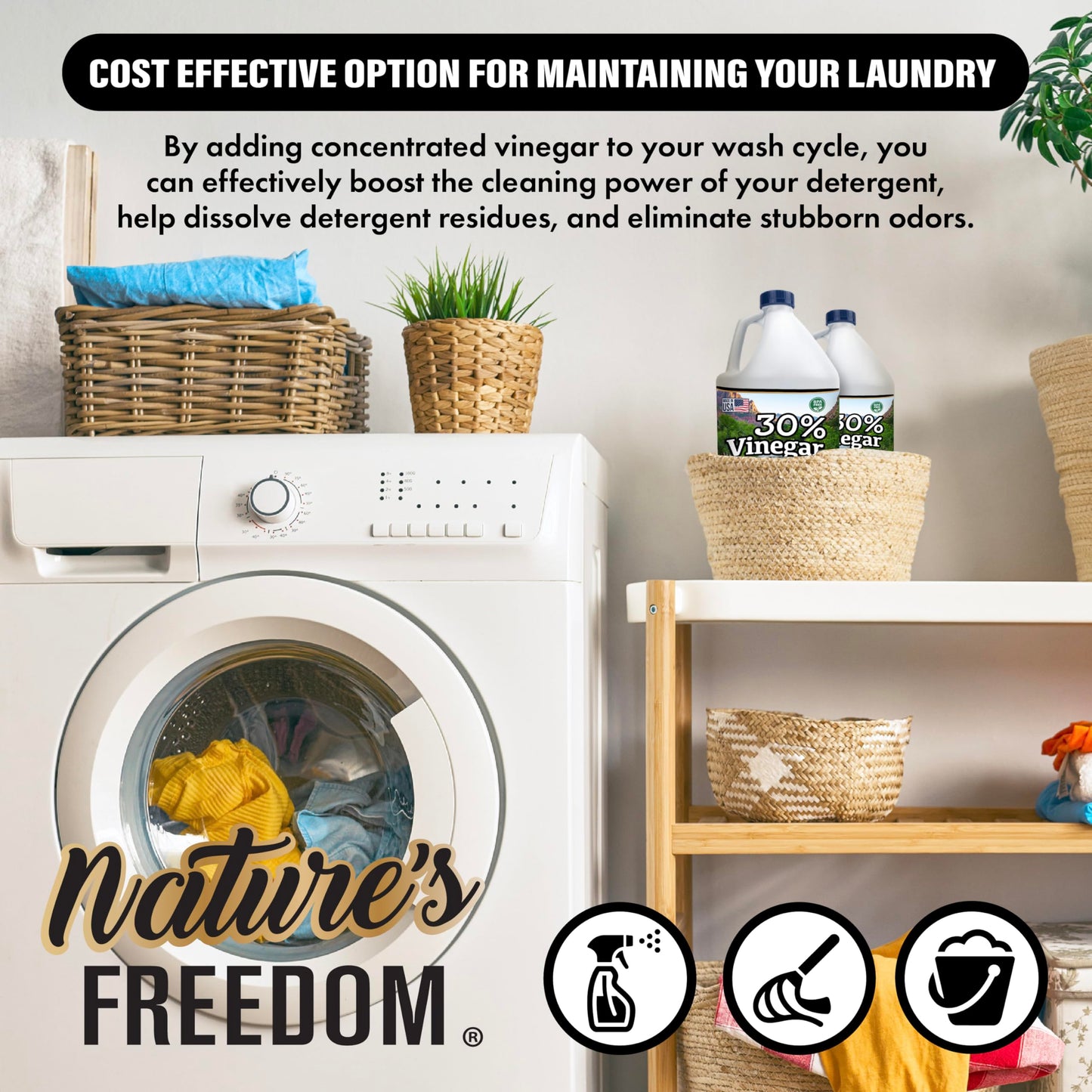 Nature's Freedom 30% Concentrated Vinegar, 2 Gallons - 6X Strength