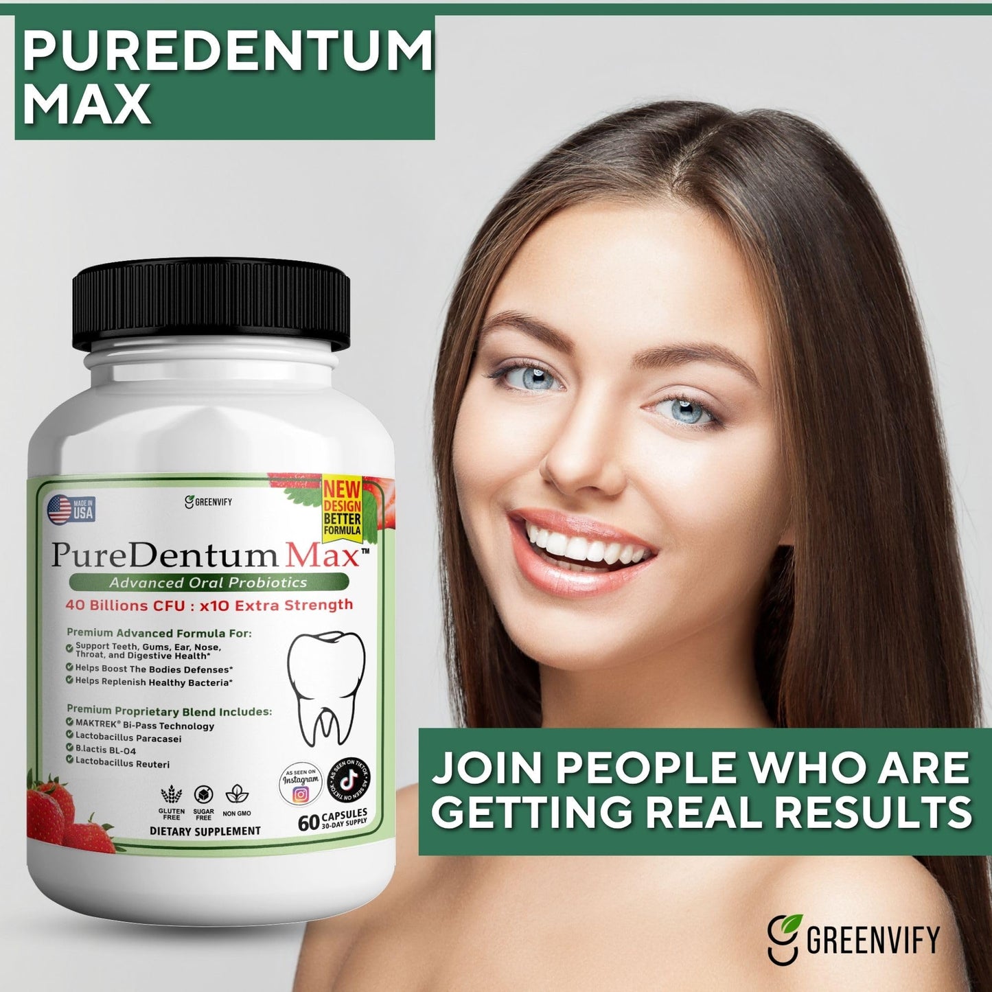 Puredentum Max Prodentim for Gums and Teeth Health & Fresh Breath - 40 Billion CFU Advanced Oral Probiotics for Mouth Bad Breath, Capsule Supplement (1)