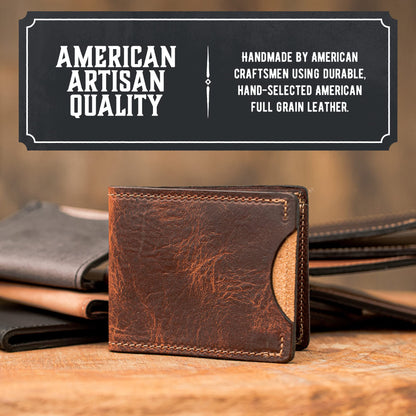Front Pocket Slim Bifold Wallet for Men | Made in USA | Premium Full Grain Leather Men’s Wallet with Minimalist Design