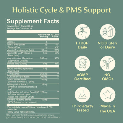 BOND Cycle Care – PMS Support Supplement & Hormone Balance for Women – Cortisol Reducer with Ashwagandha, L-Tryptophan, Magnesium, Cramps & Mood Relief, Strawberry Drink Mix - 20 Travel Packs