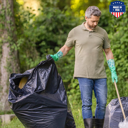 Fuxury 60 Gallon Trash Bags Medium Duty, 100 Count Garbage Bags, 38 x 58" Extra Large Black Trash Bags, 0.9 Mil Plastic Bags for Serious Garbage Cleanup, Made in USA